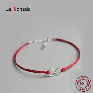 Red Thread Hand Silver 925 Bracelet Red Rope 925 Sterling Silver Bracelet