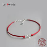 Red Thread Hand Silver 925 Bracelet Red Rope 925 Sterling Silver Bracelet