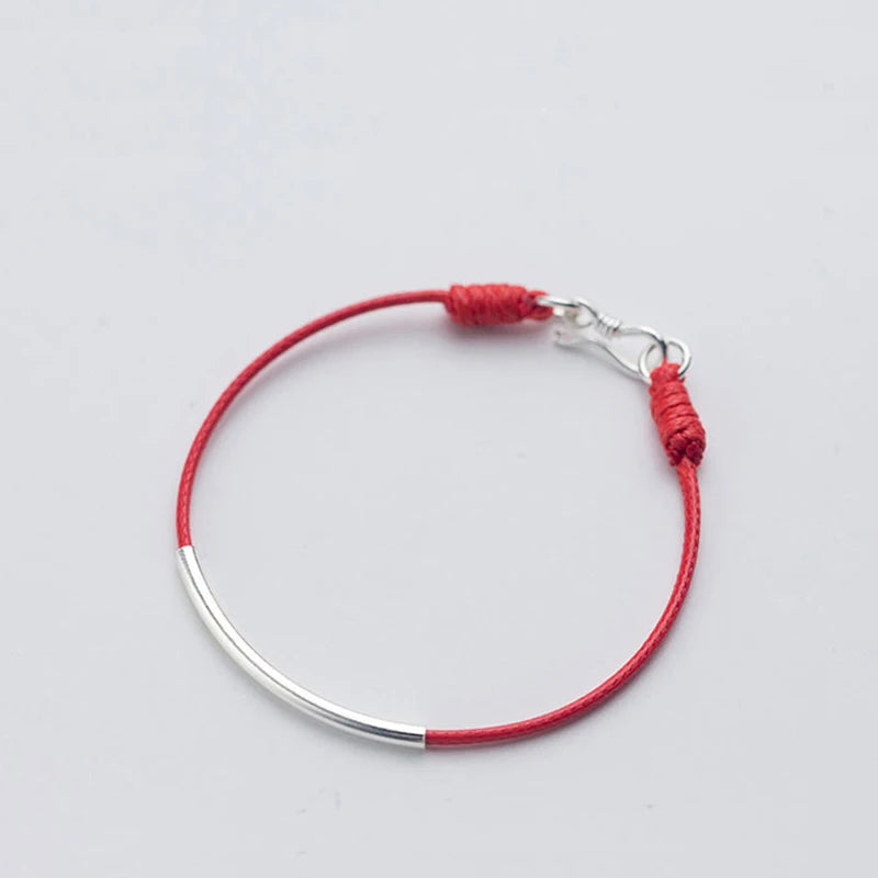 925 Silver Red Thread Rope Bracelet for Women