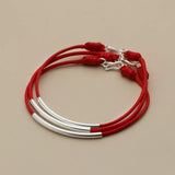 925 Silver Red Thread Rope Bracelet for Women