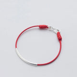 925 Silver Red Thread Rope Bracelet for Women