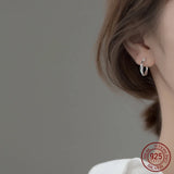 925 Silver Wave Line Hoop Earrings for Women