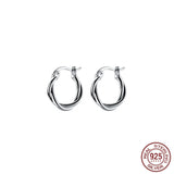 925 Silver Wave Line Hoop Earrings for Women