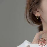 925 Silver Wave Line Hoop Earrings for Women