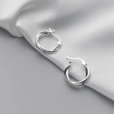 925 Silver Wave Line Hoop Earrings for Women