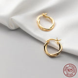 925 Silver Wave Line Hoop Earrings for Women