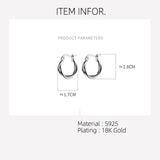 925 Silver Wave Line Hoop Earrings for Women