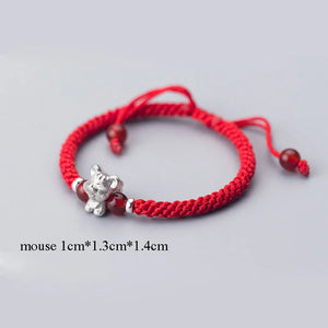 999 Silver Zodiac Red Rope Women Bracelet Hand Line String Bracelet