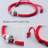999 Silver Zodiac Red Rope Women Bracelet Hand Line String Bracelet