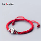 999 Silver Zodiac Red Rope Women Bracelet Hand Line String Bracelet
