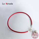 925 Bell Charm Red Rope Bracelet Red Thread Hand Line String