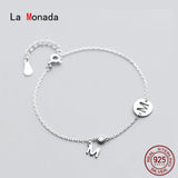 Silver 925 Bracelet Women Round Hollow Letter M Bracelets For Women Ladies