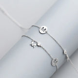 Silver 925 Bracelet Women Round Hollow Letter M Bracelets For Women Ladies