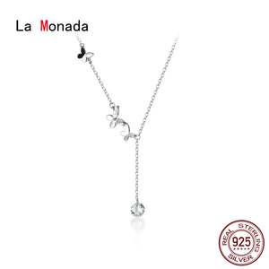Butterfly Pendant Silver Chain Necklace for Women 925 Jewelry