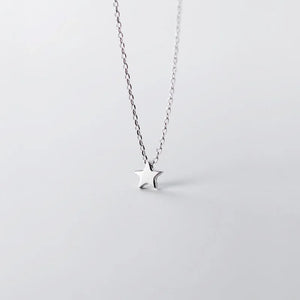Minimalist Silver Chain Necklace for Women Glossy Star 925 Jewelry
