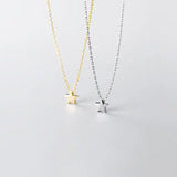 Minimalist Silver Chain Necklace for Women Glossy Star 925 Jewelry