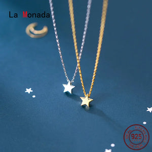 Minimalist Silver Chain Necklace for Women Glossy Star 925 Jewelry