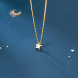 Minimalist Silver Chain Necklace for Women Glossy Star 925 Jewelry