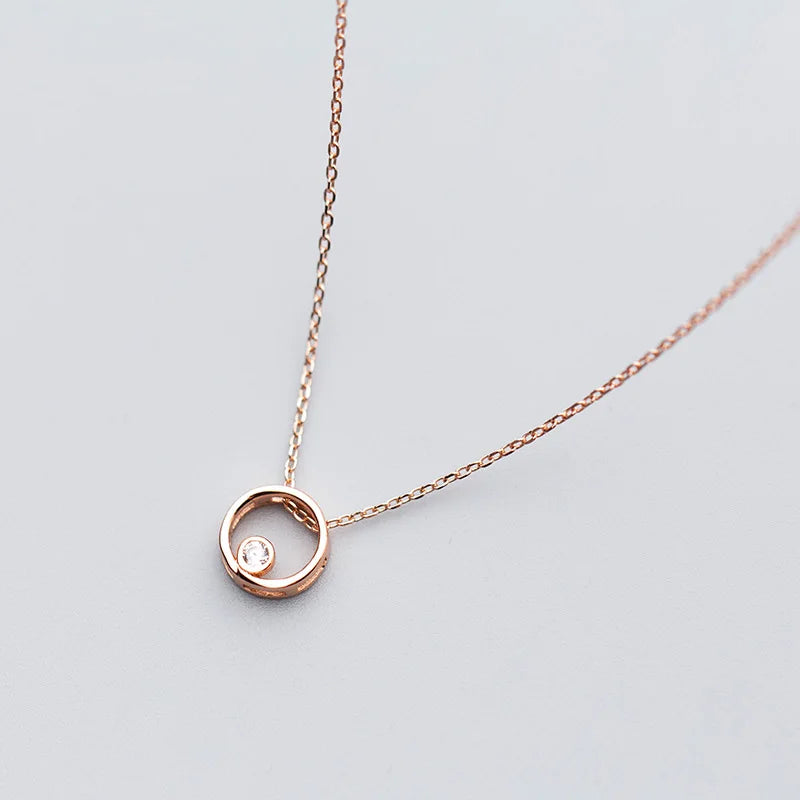 Two Layer Circle Silver Chain Necklace for Women 925 Jewelry Neck