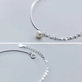 Simulated Pearl Charm Bracelet 925 Sterling Silver