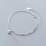 Simulated Pearl Charm Bracelet 925 Sterling Silver
