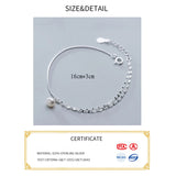 Simulated Pearl Charm Bracelet 925 Sterling Silver