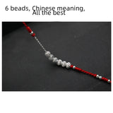 Lucky Bead Red Thread Hand Bracelet Silver 925