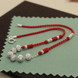 Lucky Bead Red Thread Hand Bracelet Silver 925