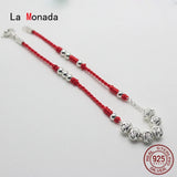 Lucky Bead Red Thread Hand Bracelet Silver 925