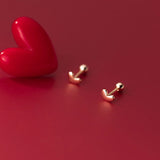 Small Heart Women's Earrings Silver 925 Ear Piercing