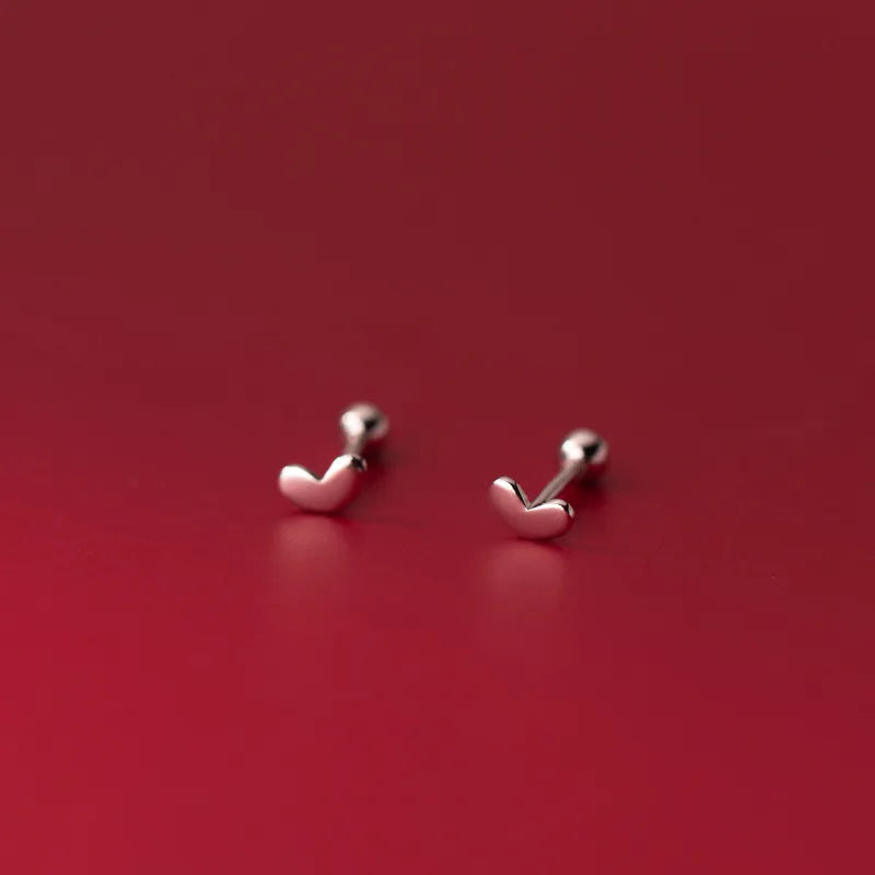 Small Heart Women's Earrings Silver 925 Ear Piercing