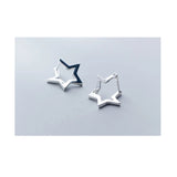 Silver Star Hoop Earrings 925 Silver Women