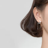 Silver Star Hoop Earrings 925 Silver Women