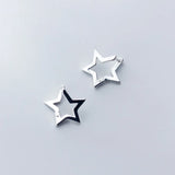 Silver Star Hoop Earrings 925 Silver Women