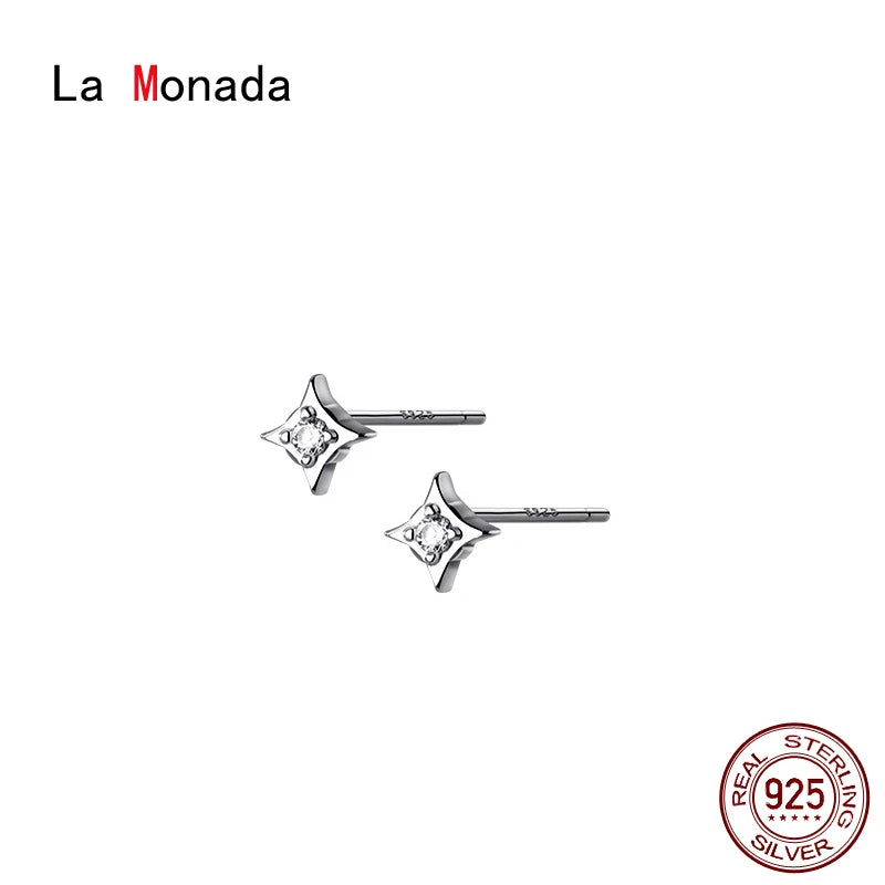 Small Star Stud Earrings 925 Sterling Silver Pierced Girls Student