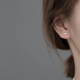 Small Stud Earrings 925 Sterling Silver Glossy Bean Heart Design