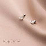 Small Stud Earrings 925 Sterling Silver Glossy Bean Heart Design