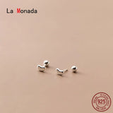 Small Stud Earrings 925 Sterling Silver Glossy Bean Heart Design