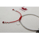 Small Bead Red Thread 925 Silver Bracelet for Women