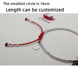 Small Bead Red Thread 925 Silver Bracelet for Women