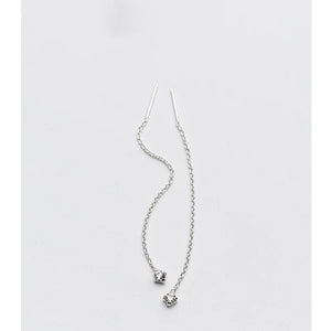 Silver 925 Square Bead Dangling Earrings For Women