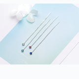 Silver 925 Square Bead Dangling Earrings For Women