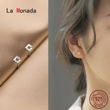 Square Earrings Studs 925 Sterling Silver Minimalist Stud Earrings For Women