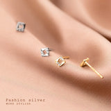 Square Earrings Studs 925 Sterling Silver Minimalist Stud Earrings For Women