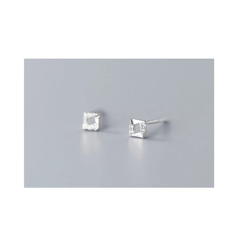 Square Earrings Studs 925 Sterling Silver Minimalist Stud Earrings For Women