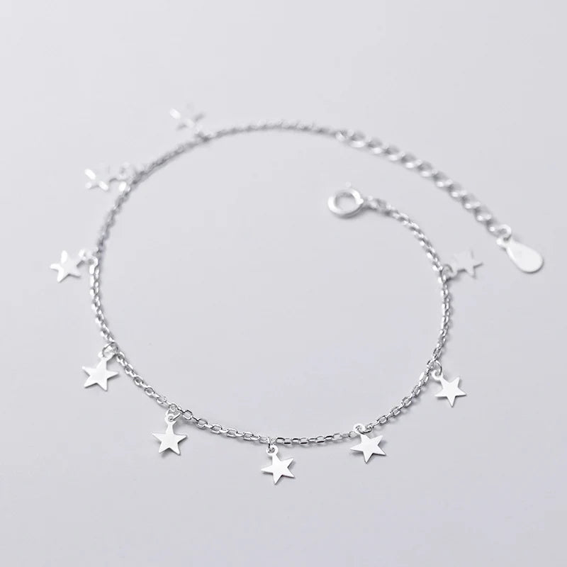 Star Charm Bracelet 925 Sterling Silver Chain Women's Bracelet