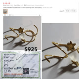 Star Wave Hoop Earrings 925 Silver Women Jewelry