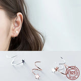 Star Wave Hoop Earrings 925 Silver Women Jewelry