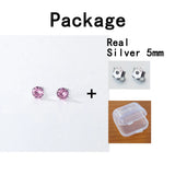 925 Silver Pink Diamond Stud Earrings for Women