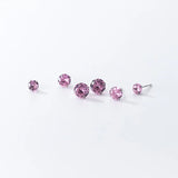 925 Silver Pink Diamond Stud Earrings for Women